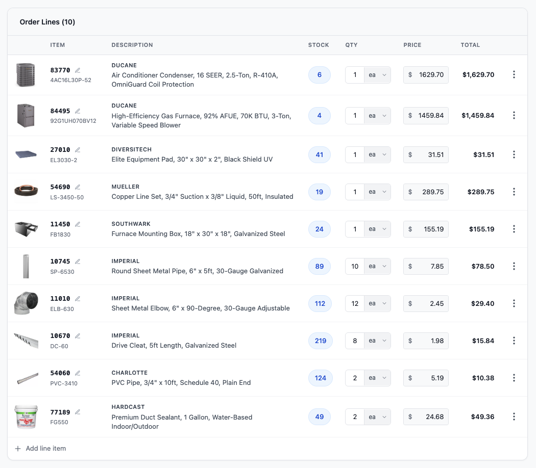 Structured order data after AI processing